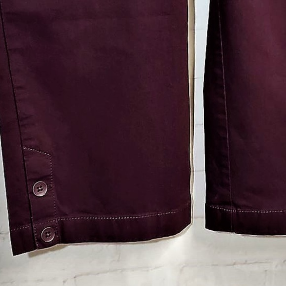 ANN TAYLOR LOFT BUTTON CROPPED PURPLE PANTS 10 - Picture 8 of 9